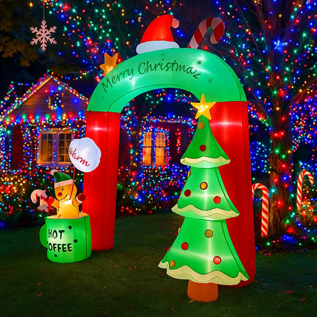 Inflatable Christmas tree arch with gingerbread man Decorations Toys home Yard Xmas ornaments with LED Decor christmas gift