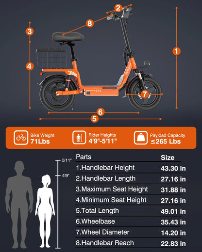 1000W adult electric scooter,31 miles 20 MPH equipped with 14 inch tires, Foldable E Scooter with Basket Bodywel T3