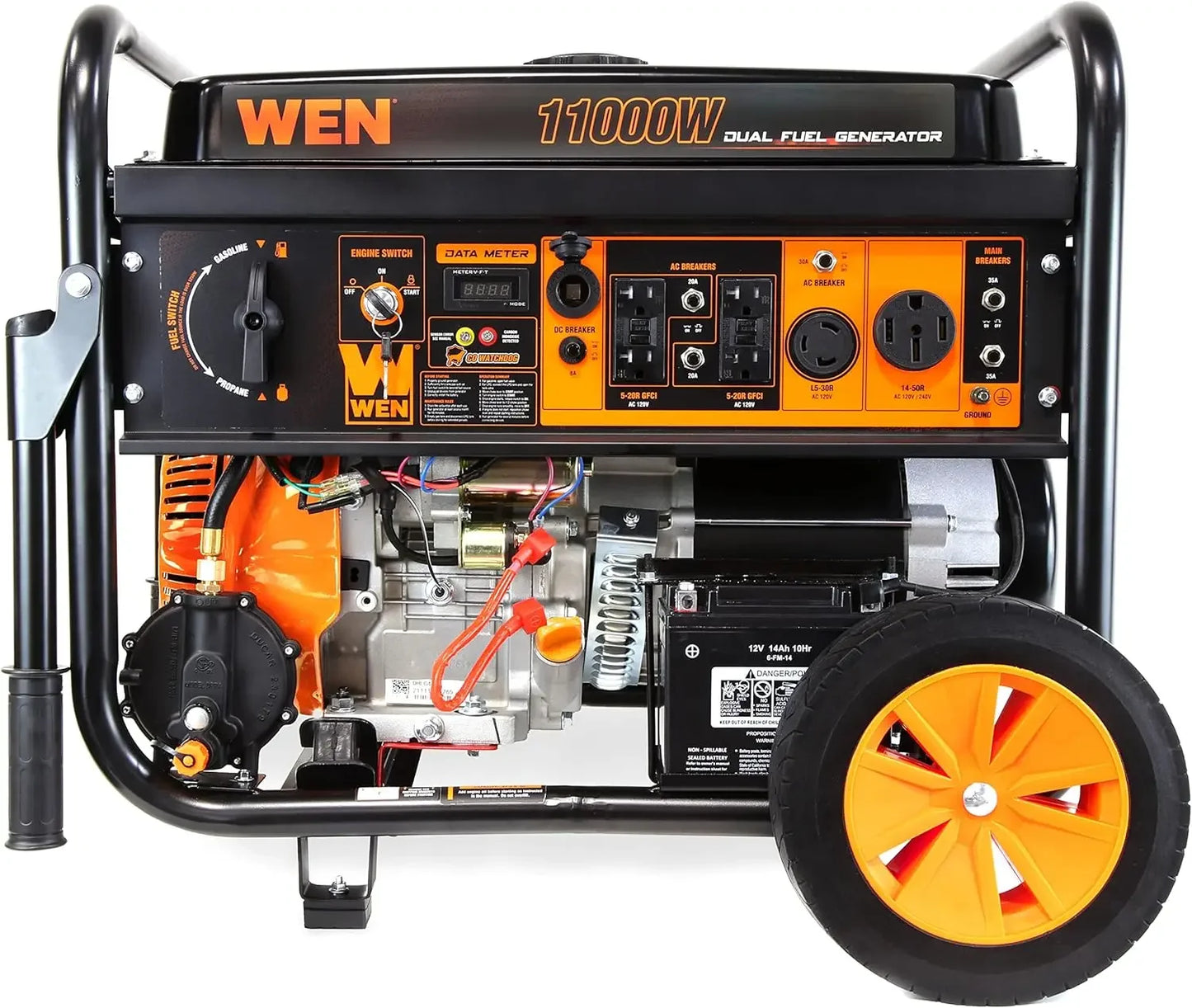 Hot-selling DF1100X 11000-Watt Electric Start Portable Generator with Wheel Kit and CO Shutdown Sensor, Black