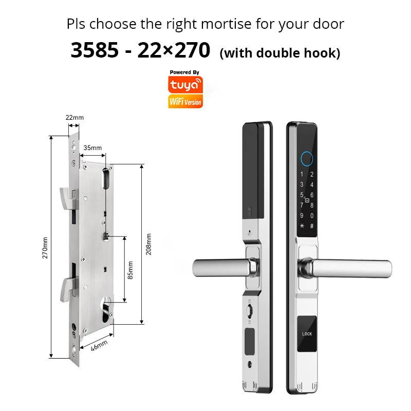 TUYA WIFI Waterproof Outdoor Fingerprint Lock APP RFID Card Password Keyless Smart Electronic Door Lock Aluminum/Glass Sliding