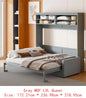 Walnut & Gray Full-Size Murphy Bed with Foldable Desk - Space-Saving Wall Bed for Compact Living
