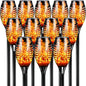 Solar Outdoor Lights,12LED Solar Tiki Torches with Flickering Flame, IP65 Waterproof Mini Torch Lights Auto On/Off for Garden