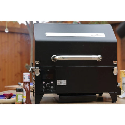 Freedom Stoves Portable Pellet Grill Smoker with Peaked Lid Smoke,Sear Includes 2 Meat Probes 8.5LB Hopper Capacity & Timer