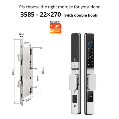 TUYA WIFI Waterproof Outdoor Fingerprint Lock APP RFID Card Password Keyless Smart Electronic Door Lock Aluminum/Glass Sliding