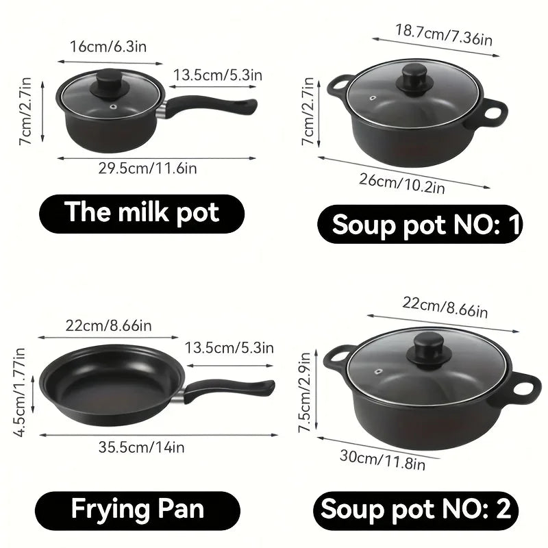 13PCS Nonstick Cookware Set Induction Compatible Pots and Pans with Frying Pan & Utensils for Kitchen and Outdoor Cooking