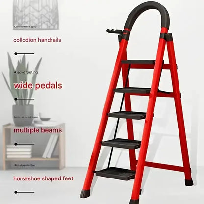 durable 3-4-5 step folding ladder with anti slip pedals,lightweight, industrial grade,space saving,high-capacity