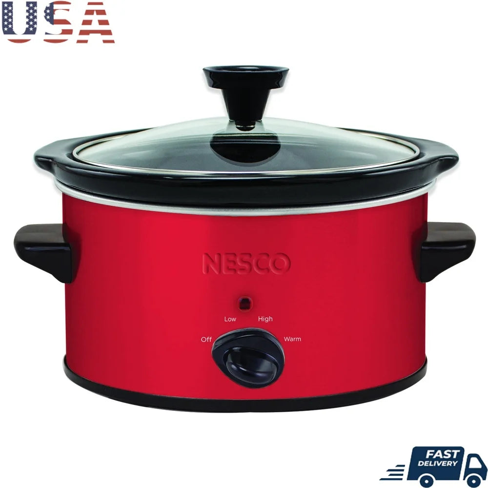 1.5 Quart Slow Cooker Oval Ceramic Crock with Tempered Glass Lid Adjustable Temperature Control Non-Stick Energy Efficient Meals