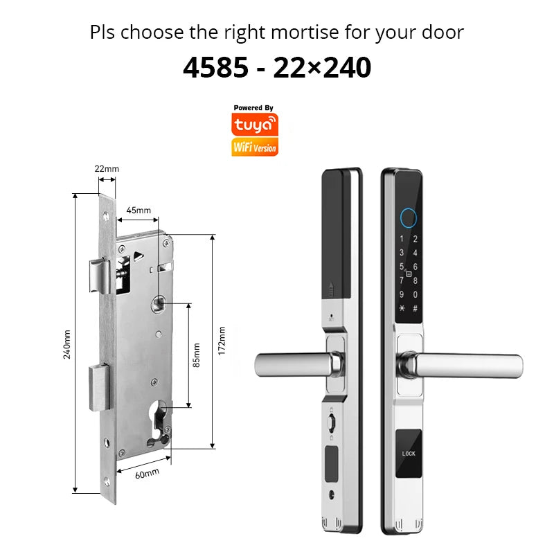 TUYA WIFI Waterproof Outdoor Fingerprint Lock APP RFID Card Password Keyless Smart Electronic Door Lock Aluminum/Glass Sliding