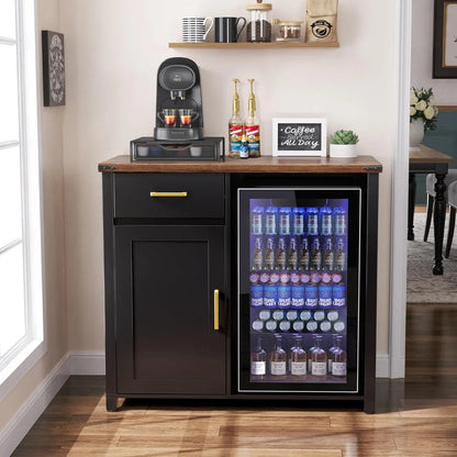 Coffee Bar with Mini Fridge Space Liquor Wine Cabinet Stand for Dorm Kitchen Office 394 Inch Width 209 Depth Modern Storage