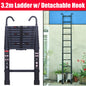 NEW! Stronger Black Telescopic Ladders 10.5FT-20.3FT Folding Aluminium with Detachable Hooks Extendable Steps Non-Slip Home Tool