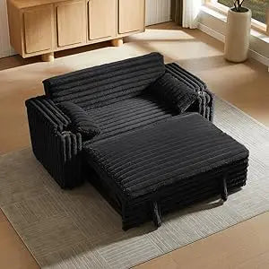 Loveseat, 68.11" Corduroy Sleeper Chair Bed with USB Port, Cup Holders & Side Storage Pockets – 3-in-1 Foldable Sofa Bed for Guest Room