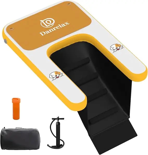 Inflatable Dog Boat Ramp, 35" L x 24" W x 4" H Perfect for Small-Sized Pets Up to 220 lbs, Boat Water Ladder with Claw-Friendly