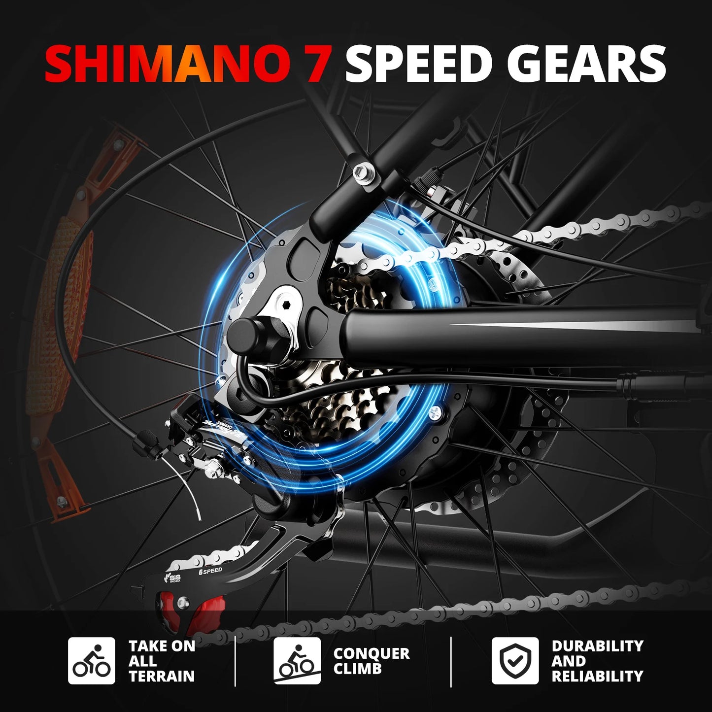 AMYET Electric Bike EB26 Adults Electric Bicycle Peak 1500W 48V 15AH e bike 26" Fat Tire Mountain Bike 31mph  Electric Dirt Bike