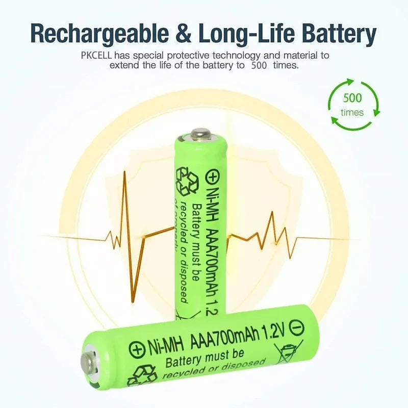 Skywolfeye 30pcs/24pcs/18pcs/12pcs/6pcs AA AAA NiMh 1.2V 700mah Rechargeable Battery Set with 6 Slot Battery Charger