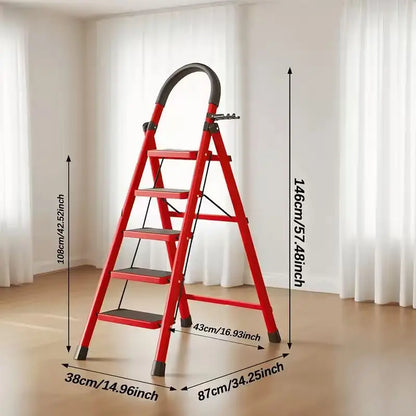 durable 3-4-5 step folding ladder with anti slip pedals,lightweight, industrial grade,space saving,high-capacity