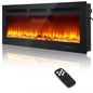 60" Electric Fireplace, 3.85" Ultra-Thin Recessed & Wall Mounted Fireplace, 1500w Heater (5120BTU), 12 LED Flame Colors