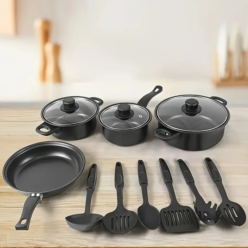 13PCS Nonstick Cookware Set Induction Compatible Pots and Pans with Frying Pan & Utensils for Kitchen and Outdoor Cooking