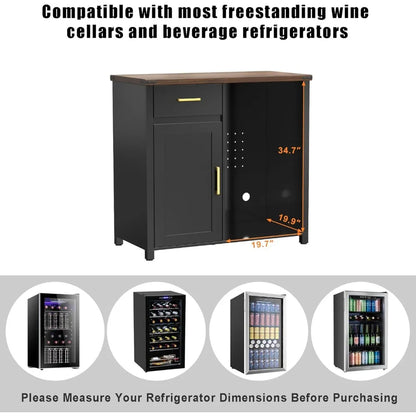 Coffee Bar with Mini Fridge Space Liquor Wine Cabinet Stand for Dorm Kitchen Office 394 Inch Width 209 Depth Modern Storage