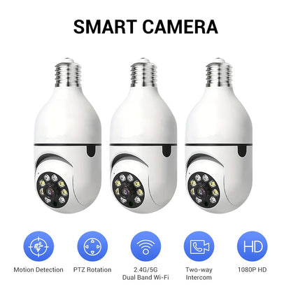 Ease Life APP-Light Bulb Security Cameras Outdoor Wireless WiFi Camera 5GHz, 360 Degree, E27 Light Socket Screw In Securi