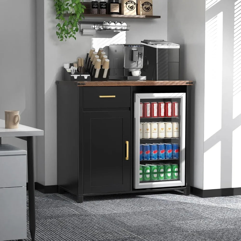 Coffee Bar with Mini Fridge Space Liquor Wine Cabinet Stand for Dorm Kitchen Office 394 Inch Width 209 Depth Modern Storage