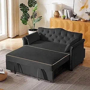 Loveseat, 68.11" Corduroy Sleeper Chair Bed with USB Port, Cup Holders & Side Storage Pockets – 3-in-1 Foldable Sofa Bed for Guest Room