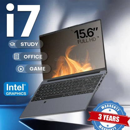 15.6" Ultra Slim Intel Core i7 6500U Laptop Computer Windows 11 16GB DDR4 1TB SSD Notebook PC Fingerprint Unlock Gaming Laptops