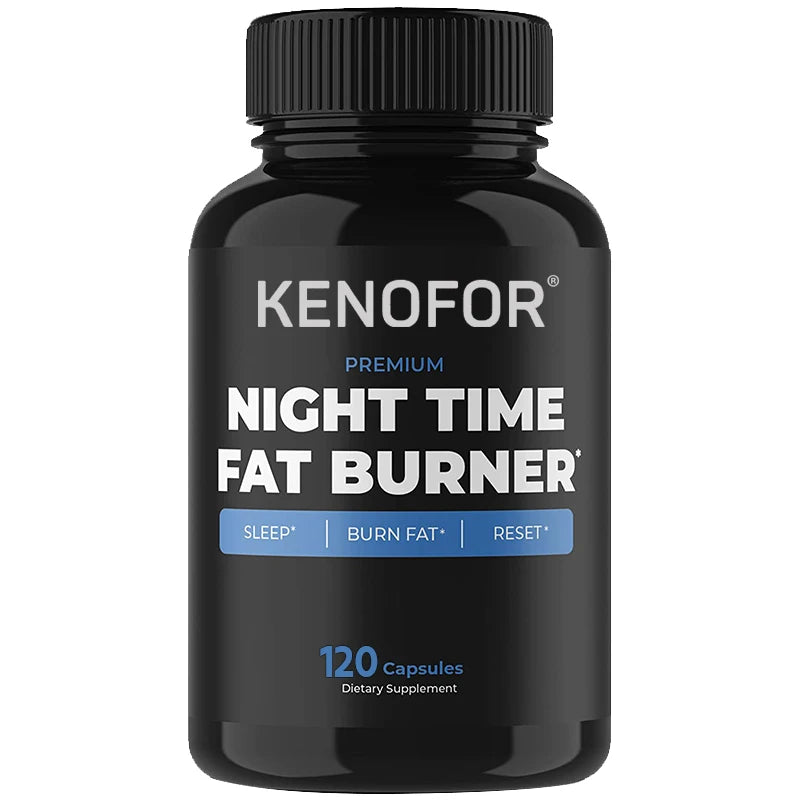 Night Time Fat Burner Supplement for Belly Fat Reduction Metabolic Cleansing Sleep Aid Appetite Suppression Unisex L-Carnitine 60 Capsules