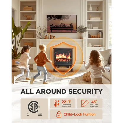 Electric Fireplace Heater for Living Room and Bedroom with Quick Heating Portable Design App and Remote Control 24Inch Corner E