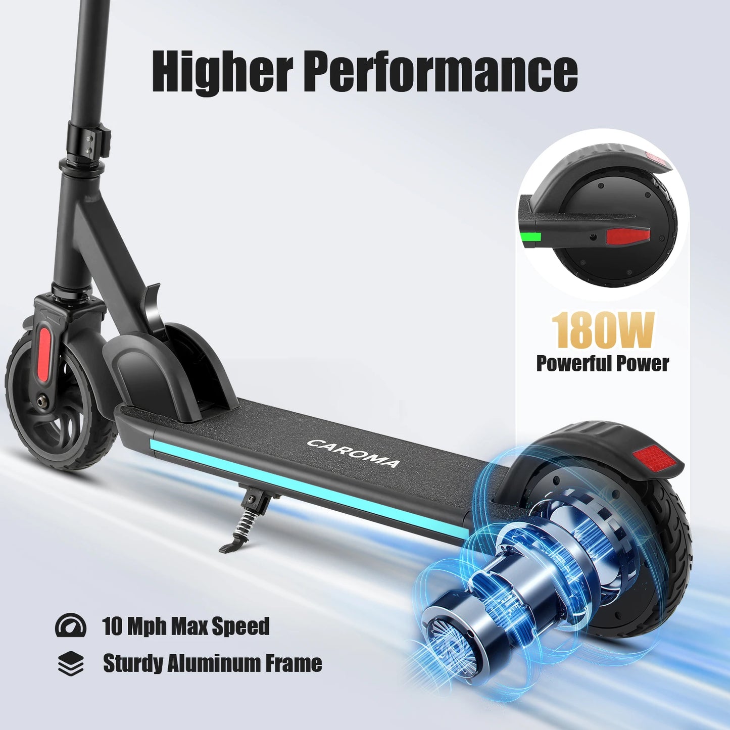 Electric Scooter for Kids Ages 6-14,180WMotor,Colorful Lights,Adjustable Height&Speed,LED Display,Foldable Scooter Idea Gift