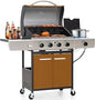 4 Burner BBQ Propane Gas Grill with Side Burner & Porcelain-Enameled Cast Iron Grates, 545 SQIN Grilling Area 42,000 BTUs BBQ