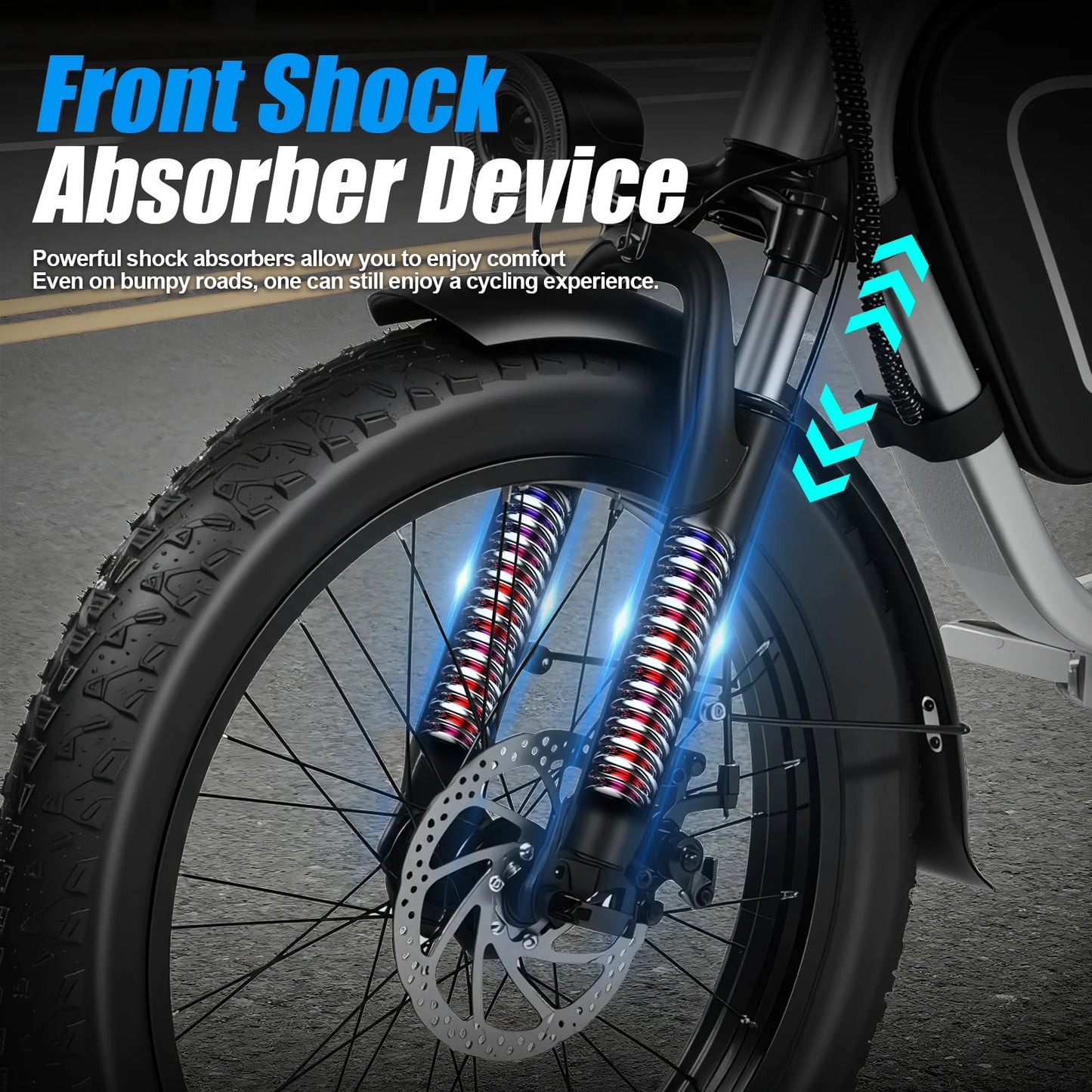 20-inch adult electric scooter 1000W LED mid-mounted motor puncture-resistant wide tires 48V15.6Ah battery BMS system E bicycle
