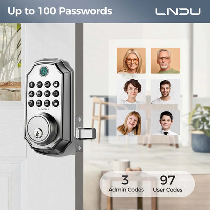 LNDU Smart Door Lock D280L Fingerprint Lock&Keypad Combination Lock All-in-One Intelligent Door Lock Waterproof Door Locks