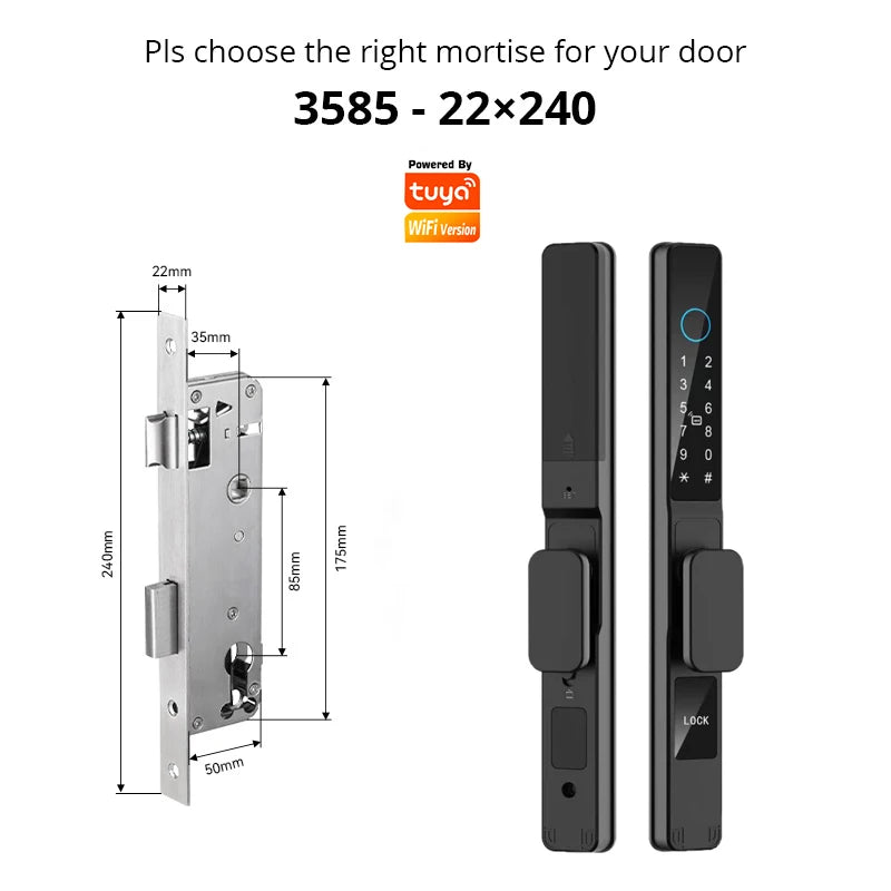 TUYA WIFI Waterproof Outdoor Fingerprint Lock APP RFID Card Password Keyless Smart Electronic Door Lock Aluminum/Glass Sliding