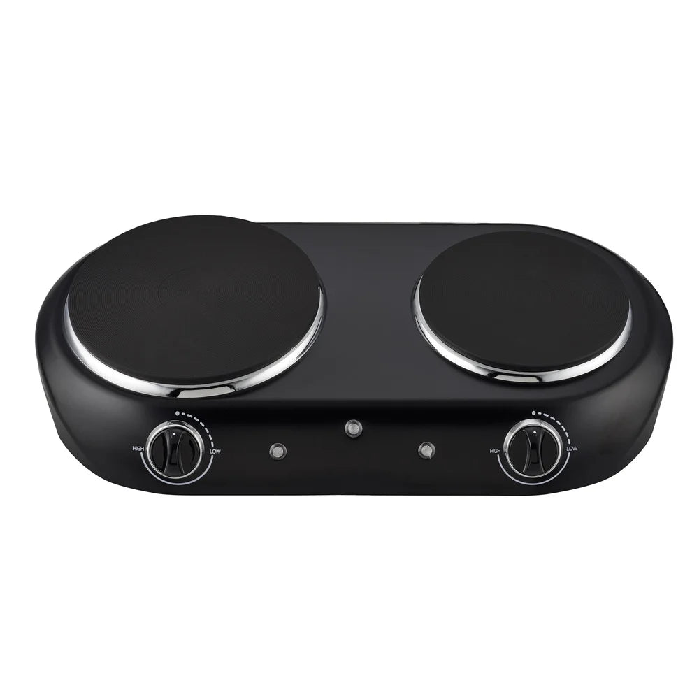 1800W Double Burner Electric Cooktop Portable Compact Design Dual Temperature Control Lightweight Cooking Appliance with Safety