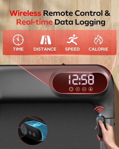 2.5 HP Incline Under-Desk Treadmill, Triple Knee Protection, with App and Remote Controls