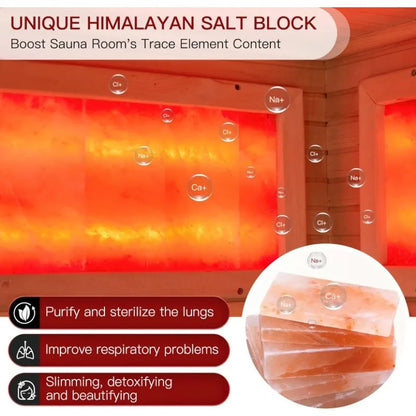 EROMMY Infrared Home Sauna, 3-4 Person with Himalayan Salt Panel & 10 Min Warm-up  & 10 Minutes Warm-up System Freestanding Home