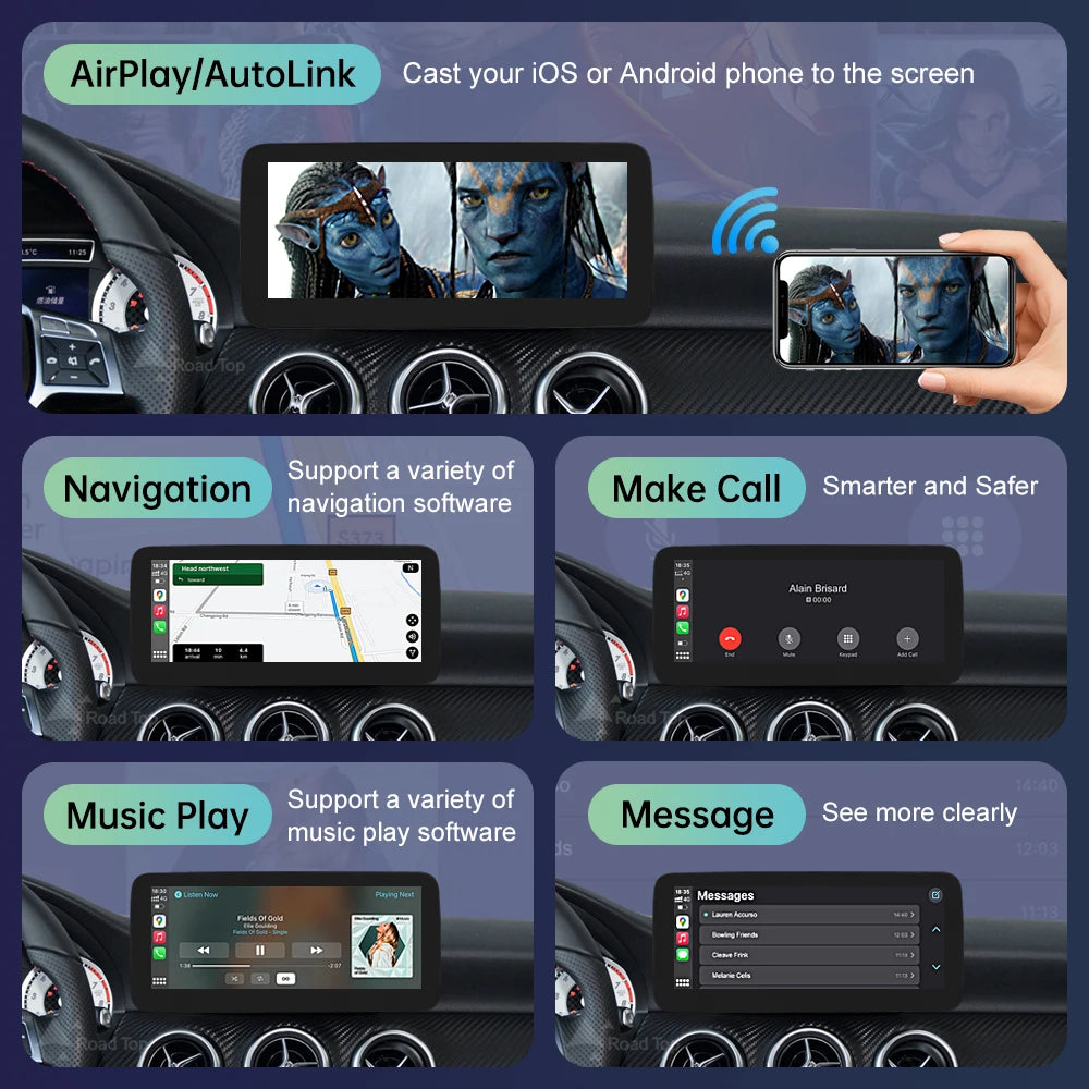 Road Top Touch Screen for Mercedes Benz B/A Class W176 CLA GLA W246 NTG4.5 Multimedia GPS With Carplay Android Auto Car Player