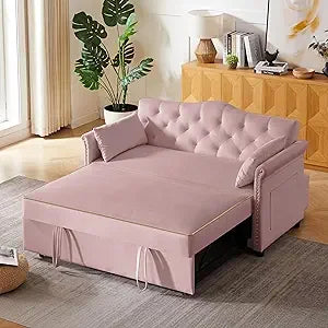 Loveseat, 68.11" Corduroy Sleeper Chair Bed with USB Port, Cup Holders & Side Storage Pockets – 3-in-1 Foldable Sofa Bed for Guest Room
