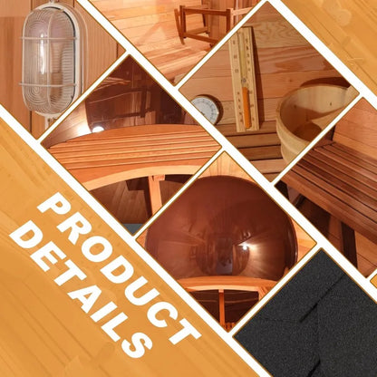 Outdoor Panoramic Barrel Sauna, 4-6 Person Wooden Sauna Room 220V with 6KW Electric Heater and Full Accessories