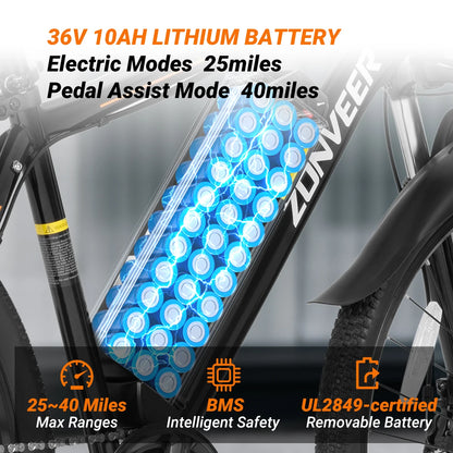 M26 Electric Bicycle Peak 1000W Motor 360WH Lithium Battery Electric Bike  26 Inch city E-bike
