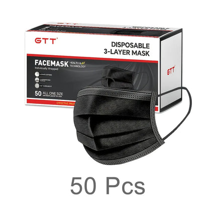 GTT 50/100Pcs Disposable Face Mask individually packaged 3 Ply breathable Earloop Protective Mask for Home School Office Outdoor
