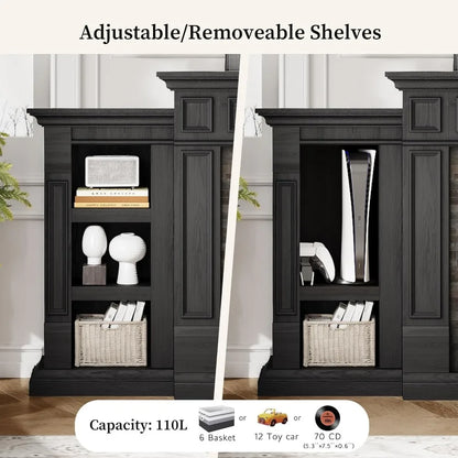 72" Fireplace TV Stand for TVs Up to 80 Inch, Electric Fireplace with Mantel, Modern Entertainment Center with Storage,