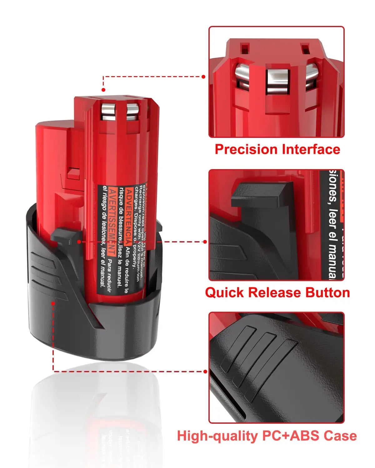 2 Pack 3.0Ah Replacement Battery for Milwaukee M-12 Battery  Compatible for Milwaukee 12V Heated Jacket & 48-11-2440 48-11-2402