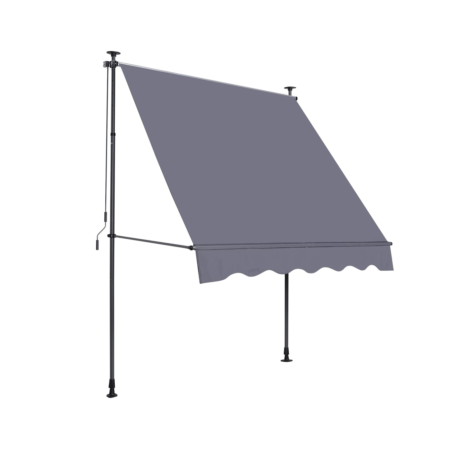 Manual Retractable Awning-118'' Non-Screw Outdoor Sun Shade Cover with UV Protection – 100% Polyester Made Outdoor Canopy Adjust.  Perfect for apartment balconies.