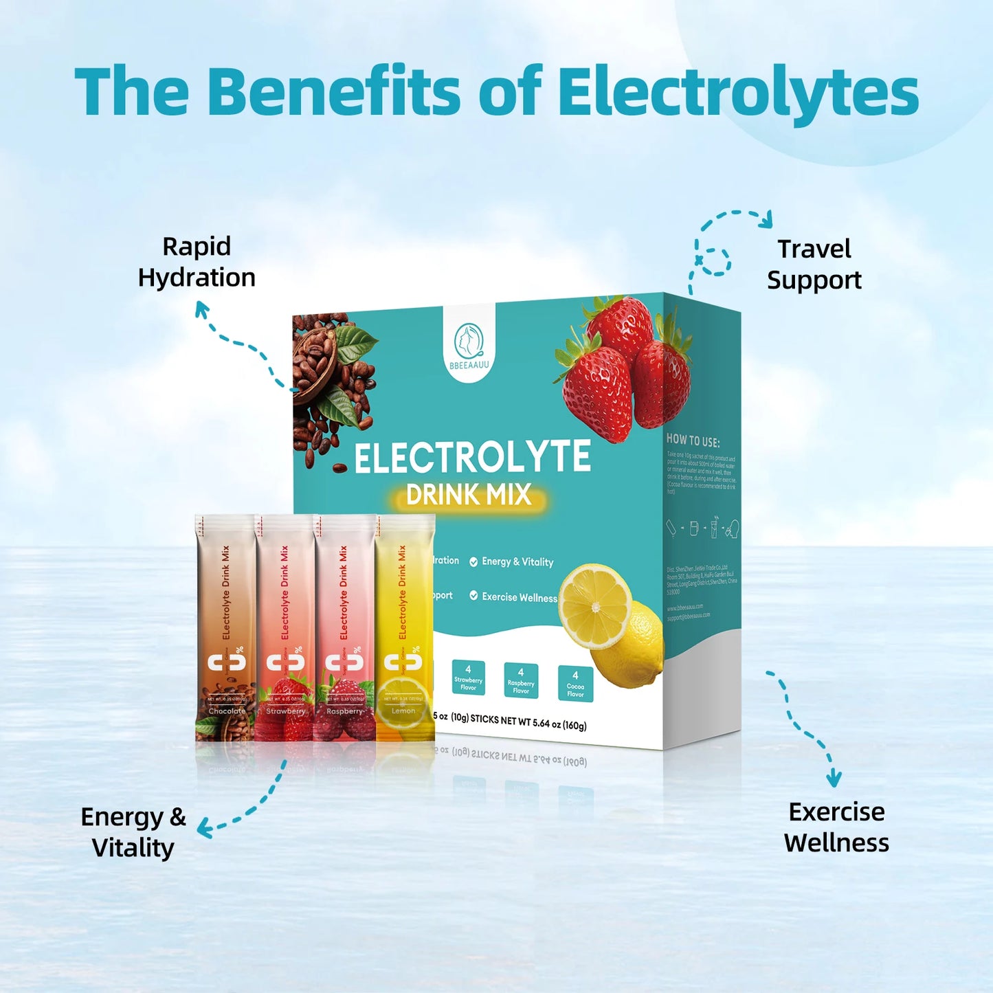 Electrolyte Powder Sugar Free & 0 Calories Mixture Electrolyte Drinks Quickly Hydrate Provide Endurance & Energy Support Non GMO