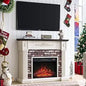 43" Electric Fireplace with Mantel, Electric Fireplace Heater, TV Stand w/Freestanding Electric Fireplaces, Stacked Stone Surrou