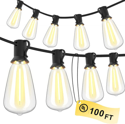 150FT LED Outdoor String Lights Waterproof Patio Lights Shatterproof ST38 Replaceable Bulbs Dimmable Outside Hanging Lights