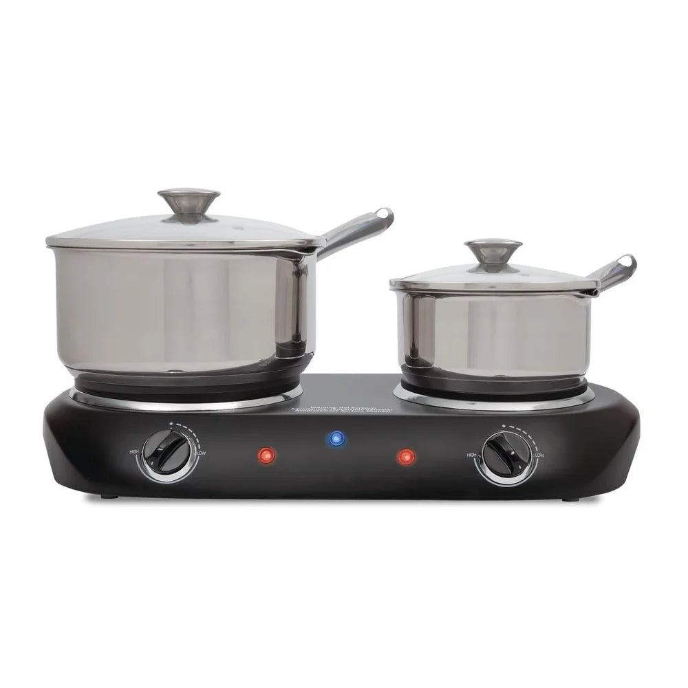 1800W Double Burner Electric Cooktop Portable Compact Design Dual Temperature Control Lightweight Cooking Appliance with Safety