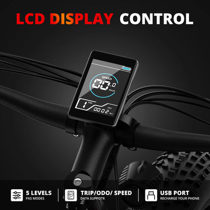 AMYET Electric Bike EB26 Adults Electric Bicycle Peak 1500W 48V 15AH e bike 26" Fat Tire Mountain Bike 31mph  Electric Dirt Bike