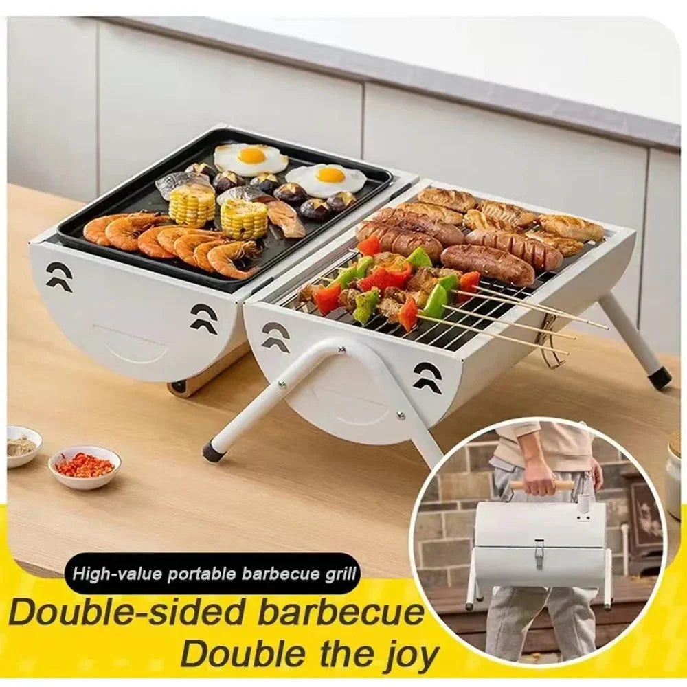 Portable Charcoal Grill Tabletop Outdoor Barbecue Smoker Small BBQ Grill for Outdoor Cooking Backyard Camping Picnics Beach